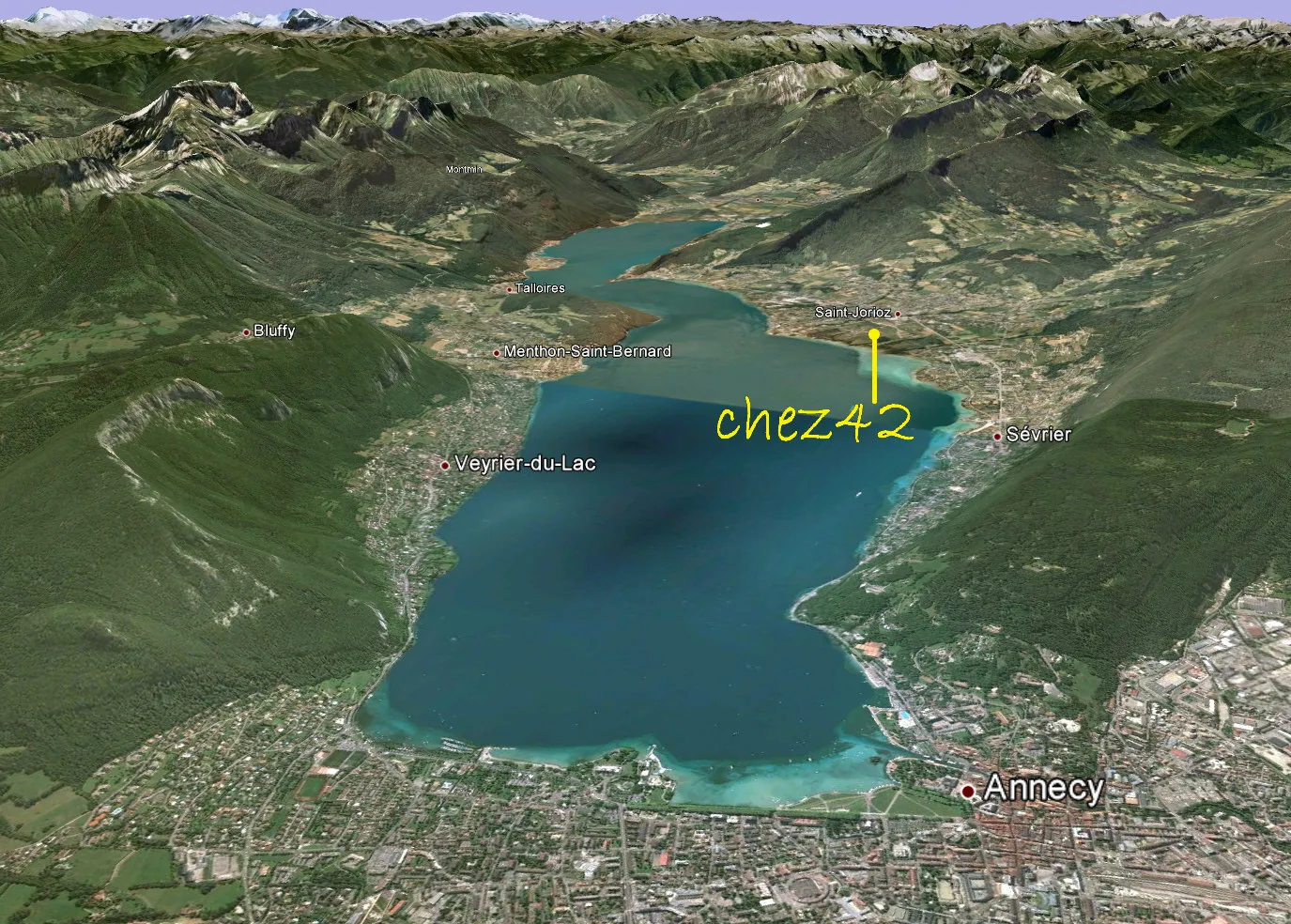 Vue en perspective du Lac d'Annecy